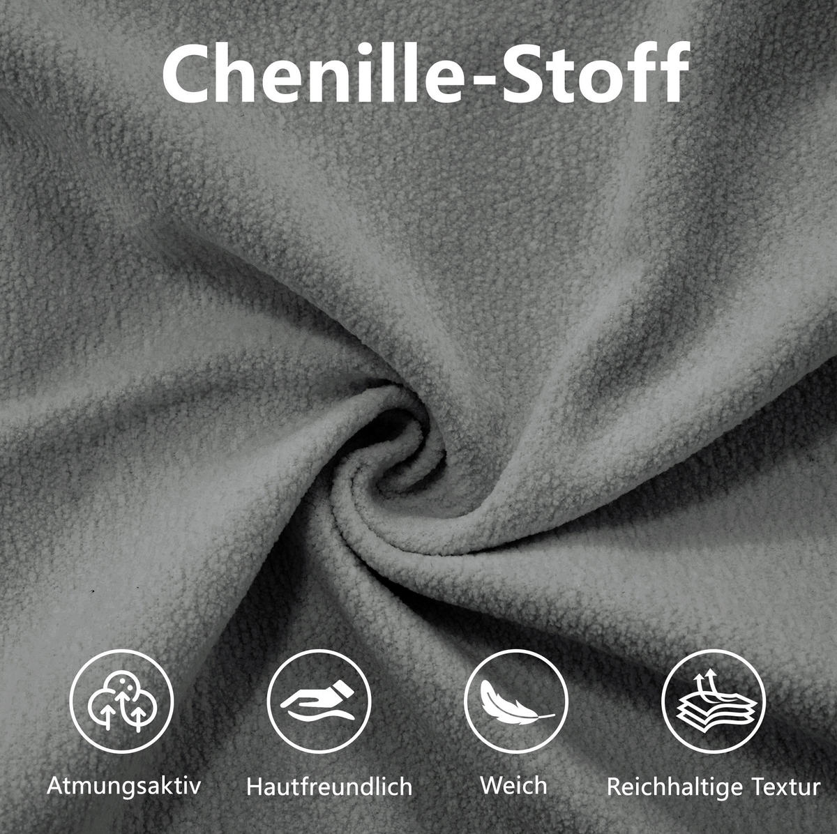 ECKSOFA 406/145/81 cm in Grau aus Chenille mit beweglichem Ottoman - Grau, Textil (145/406cm) - Flora Grace