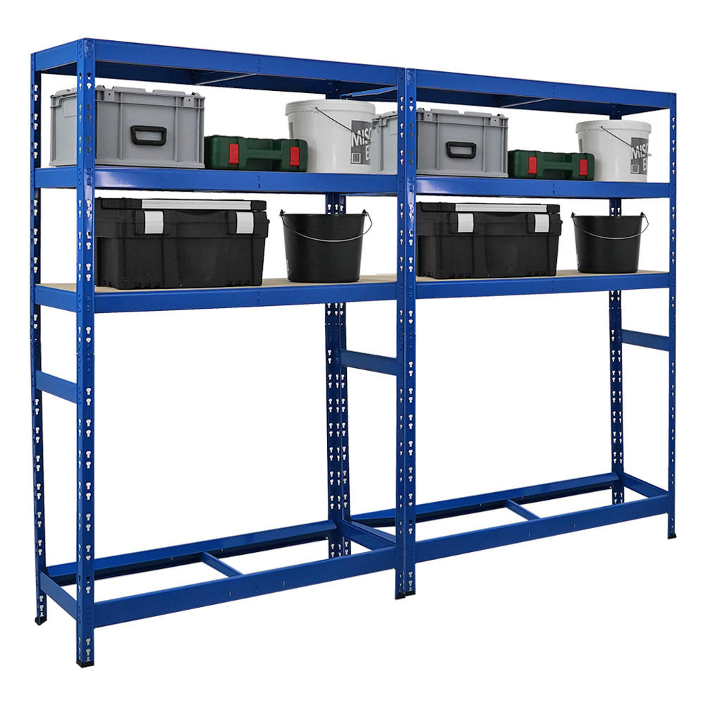 REIFENREGAL Tiger 2er-Set mit 2x 180x120x40 cm bis zu 12 Reifen mit 3 Fachboden Blau - Blau, Metall (240/180/40cm) - PROREGAL