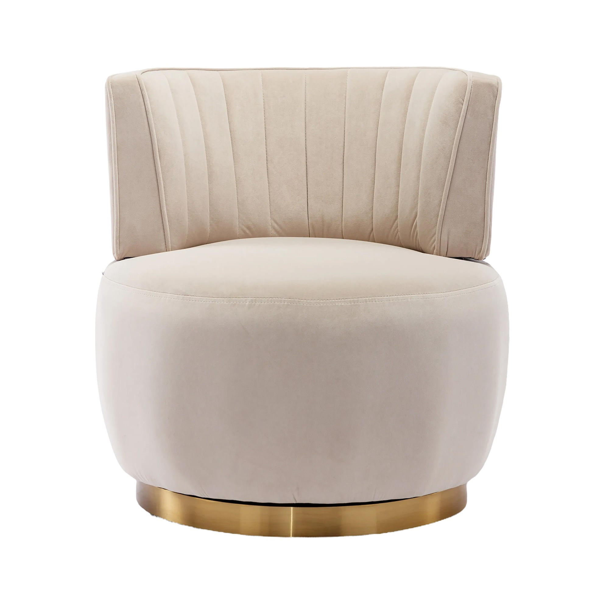DREHSTUHL 360°Drehsessel,runde Sessel mit breiter Polsterung,Samt,Beige - Beige, Metall (62/69/62cm) - LVHOM