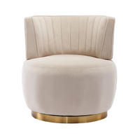 DREHSTUHL 360°Drehsessel,runde Sessel mit breiter Polsterung,Samt,Beige - Beige, Metall (62/69/62cm) - LVHOM