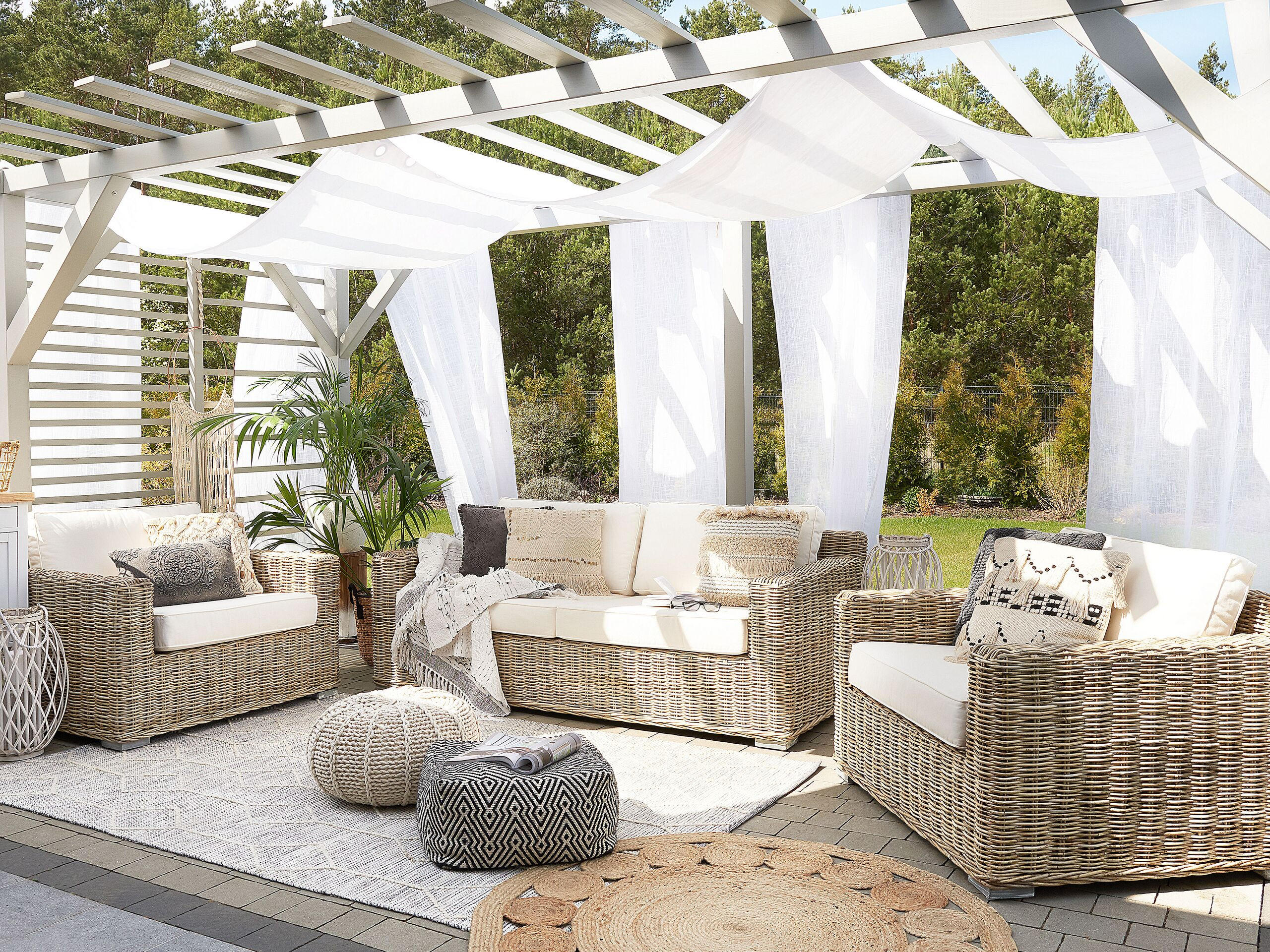 LOUNGE-SET 4-Sitzer natürlich Ardea - Naturfarben, Naturmaterialien - Beliani