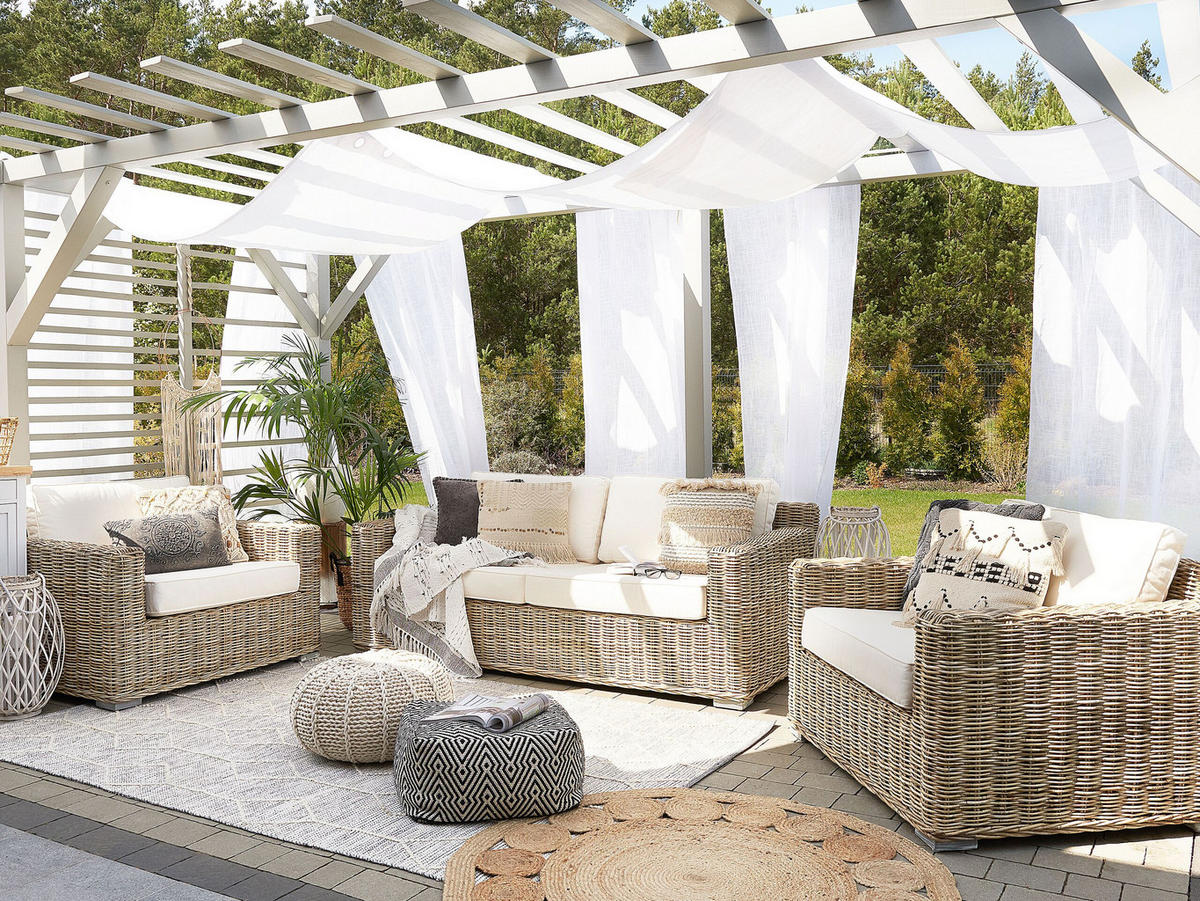 LOUNGE-SET 4-Sitzer natürlich Ardea - Naturfarben, Naturmaterialien - Beliani
