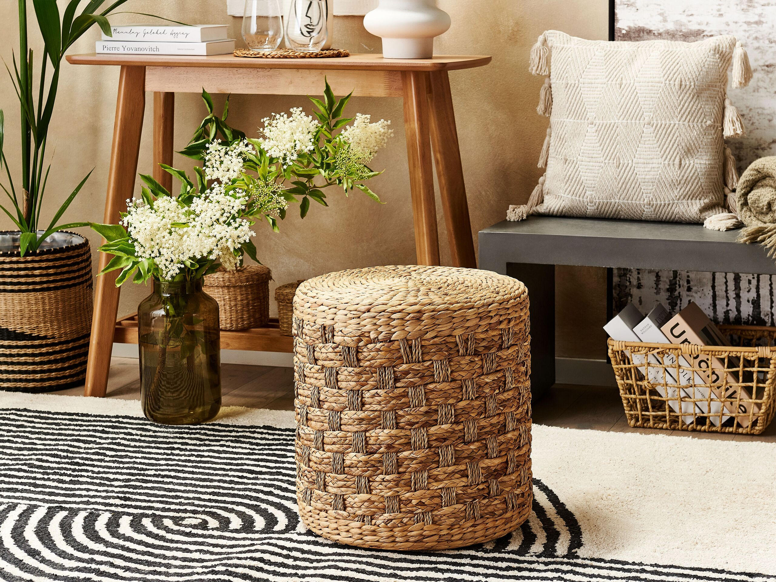 POUF Basslet 40/40/40 cm - Beige, Naturmaterialien (40/40/40cm) - Beliani