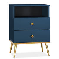 NACHTTISCH ARICIA mit Soft-Close-Funktion für Schubladen, Marineblau - Blau, Holz (50/70/34cm) - KONSIMO®