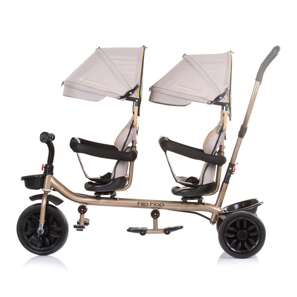 ZWILLINGSDREIRAD Hip Hop beige zwei Kinder, bis 40 kg, Sitze 360° drehbar - Beige, Metall (131/49/95cm) - Chipolino