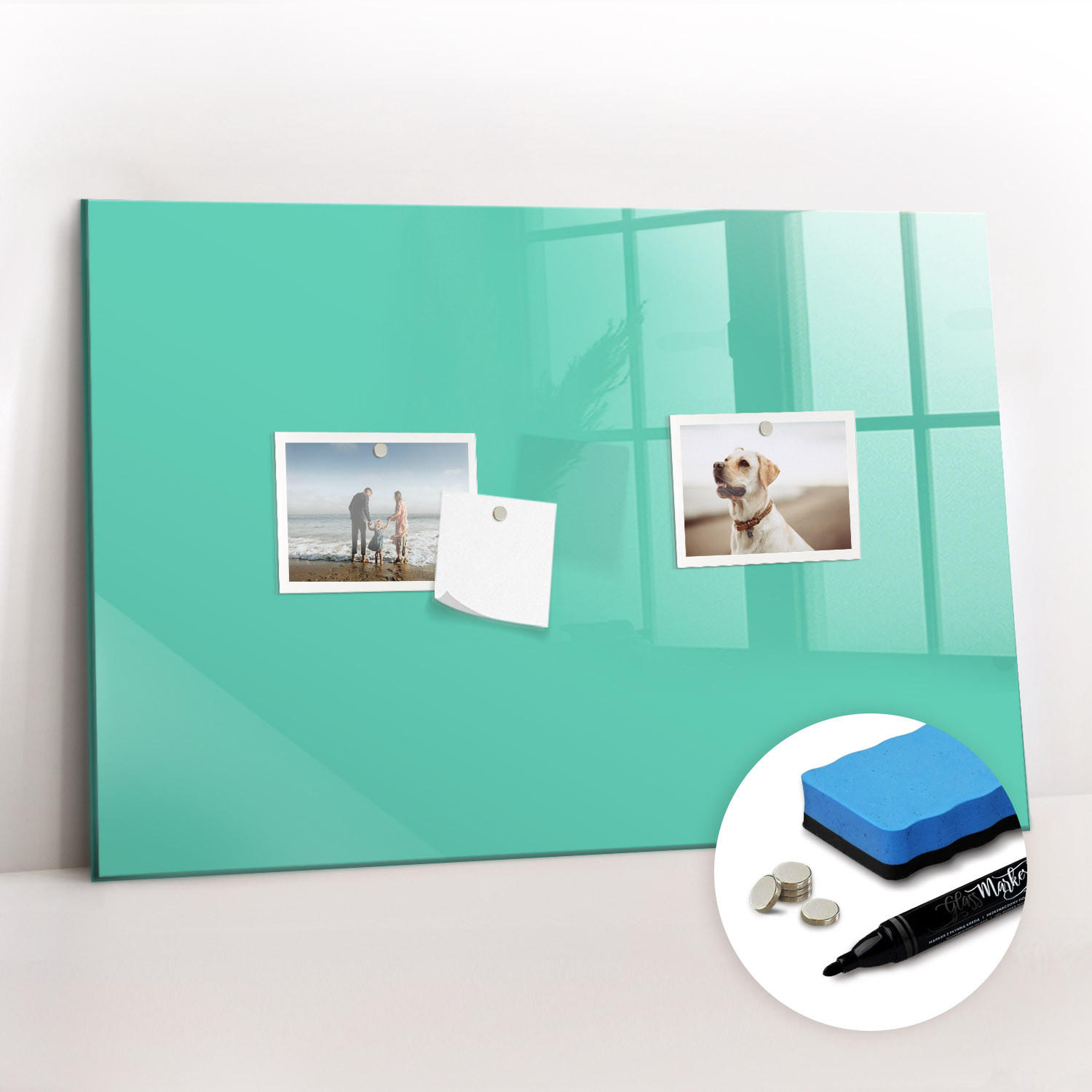 MAGNETTAFEL 60x40 Türkis schwarzer Marker - Türkis, Glas (60/0.4/40cm) - TULUP