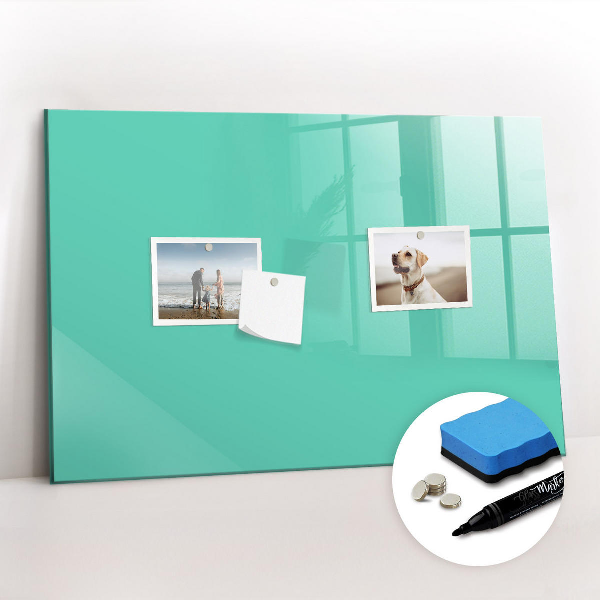 MAGNETTAFEL 60x40 Türkis schwarzer Marker - Türkis, Glas (60/0.4/40cm) - TULUP