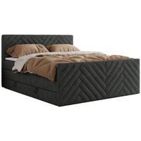 BOXSPRINGBETT PARIS KING DUO - 120/200 - Dunkelgrau Struktur - H3 - Dunkelgrau, Holz/Textil (120/200cm) - MKS