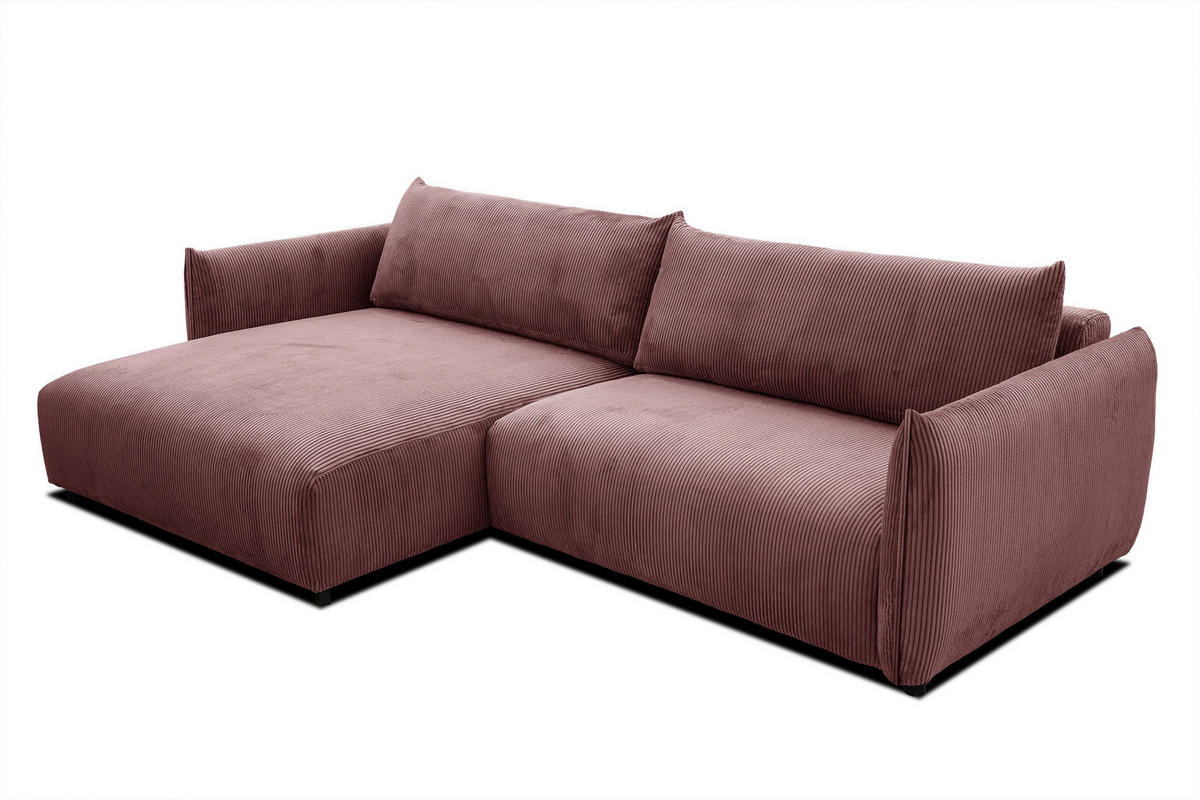 ECKSOFA TAUER 5-Sitzer, altrosa - Schwarz/Altrosa, Holzwerkstoff/Kunststoff (174/292cm) - Courtois Laville
