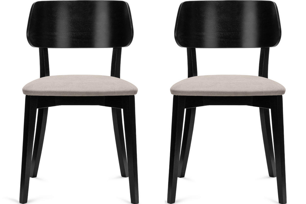 ESSZIMMERSTÜHLE VINIS (2er-Set), beige / schwarz - Beige/Schwarz, Holz/Buchenholz (47/81/45cm) - KONSIMO®