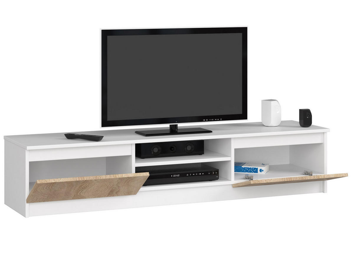 TV-ELEMENT Weiß, Sonoma Eiche 160x40x33 cm - Weiß/Sonoma Eiche, Holzwerkstoff (160/33/40cm) - Akord