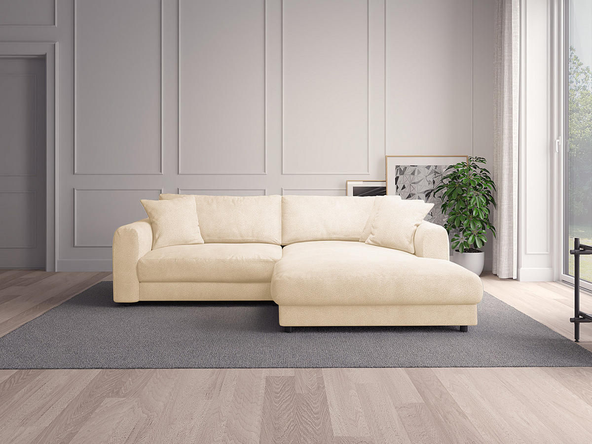 ECKSOFA mit Longchair - Beige/Schwarz, Holz/Kunststoff (238/183cm) - home24