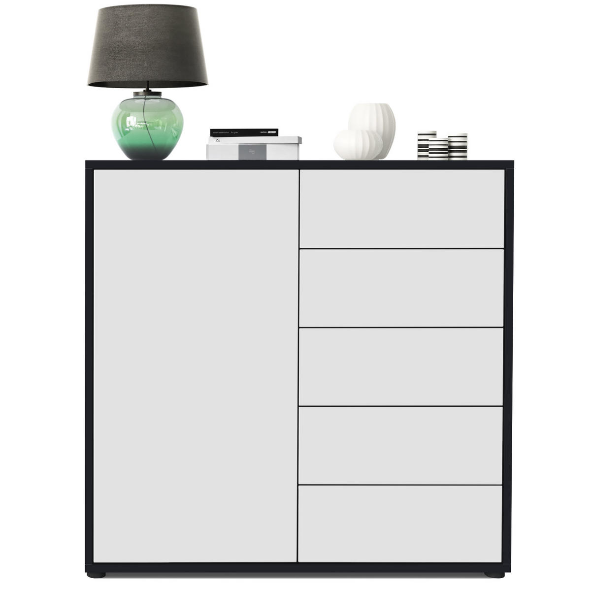 KOMMODE Ben Front in Weiß matt - Weiß, Holzwerkstoff (79/74/36cm) - Vladon