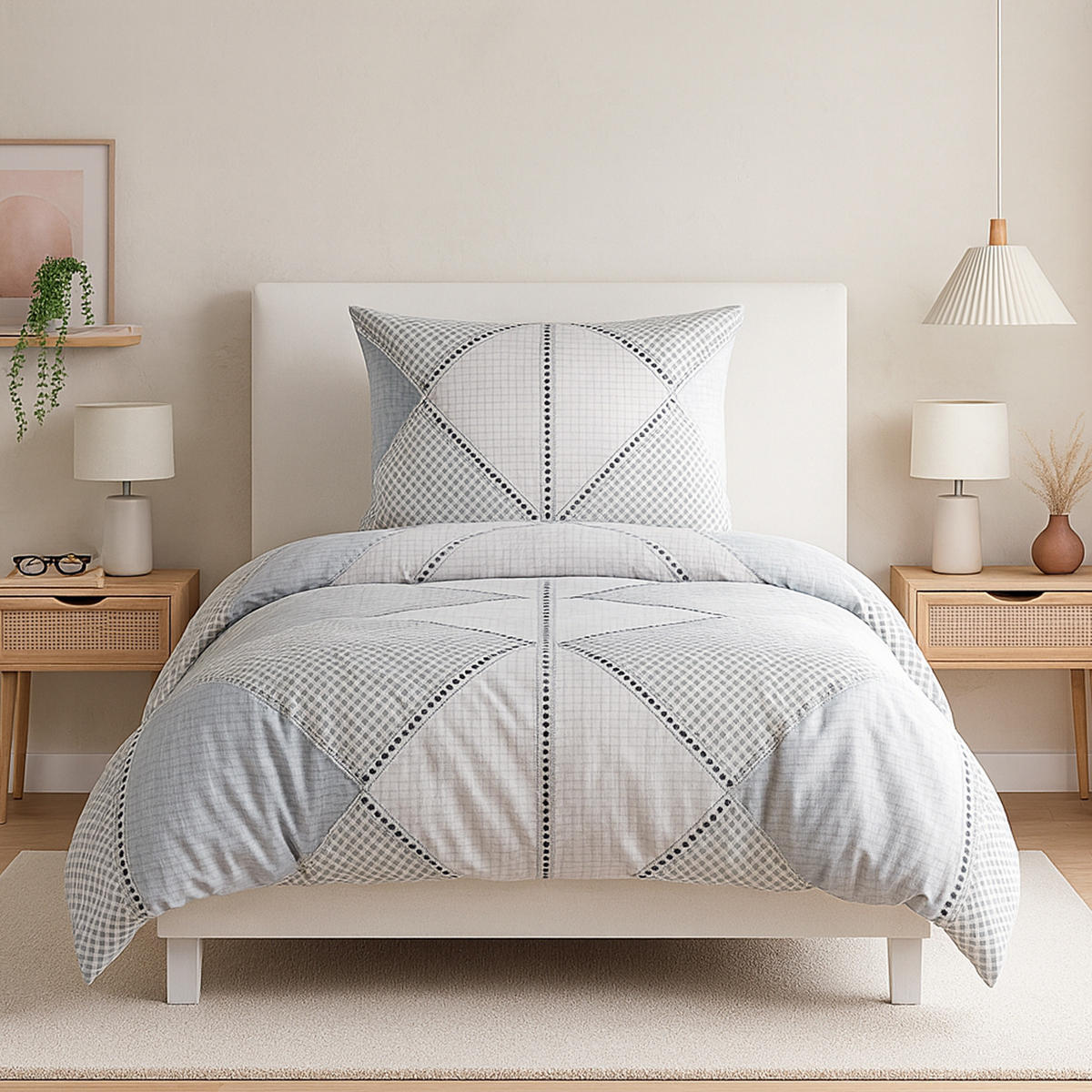 BETTWÄSCHE-SET (135x200cm) - Sardinien - Hellgrau, Textil (135/200cm) - Bestlivings