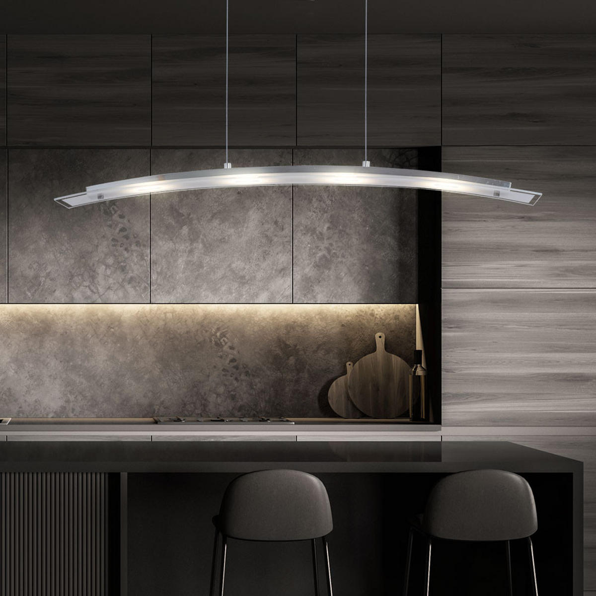 LED HÄNGELEUCHTE Glasplatte Weiß - Weiß, Glas (86/9/120cm) - Globo Lighting