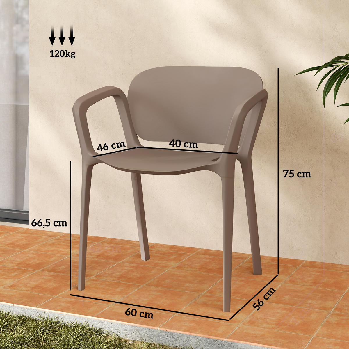 GARTENSTUHL 4er aus Kunststoff, Grau - Grau, Kunststoff (56/75/60cm) - Outsunny