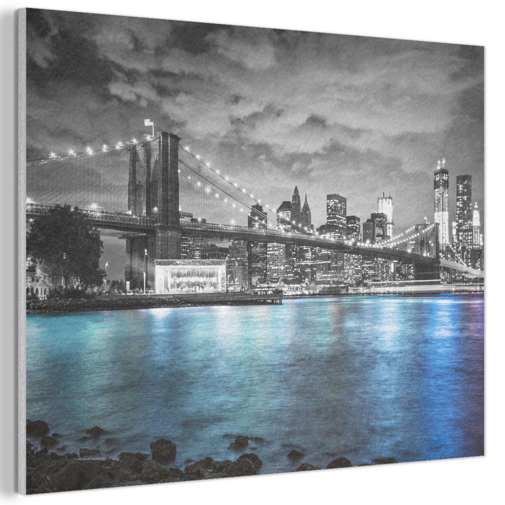MuchoWow AKUSTICKÝ obraz New York - panorama - město - modrá 80x60 cm