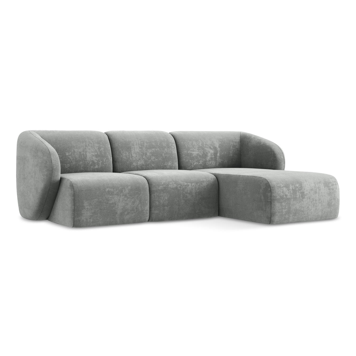 ECKSOFA Rechts Chenille Stoff Grau - Schwarz/Grau, Holzwerkstoff/Kunststoff (248/166cm) - LaMiaSofa