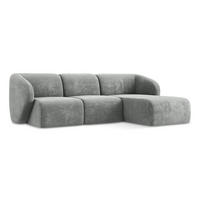 ECKSOFA Rechts Chenille Stoff Grau - Schwarz/Grau, Holzwerkstoff/Kunststoff (248/166cm) - LaMiaSofa