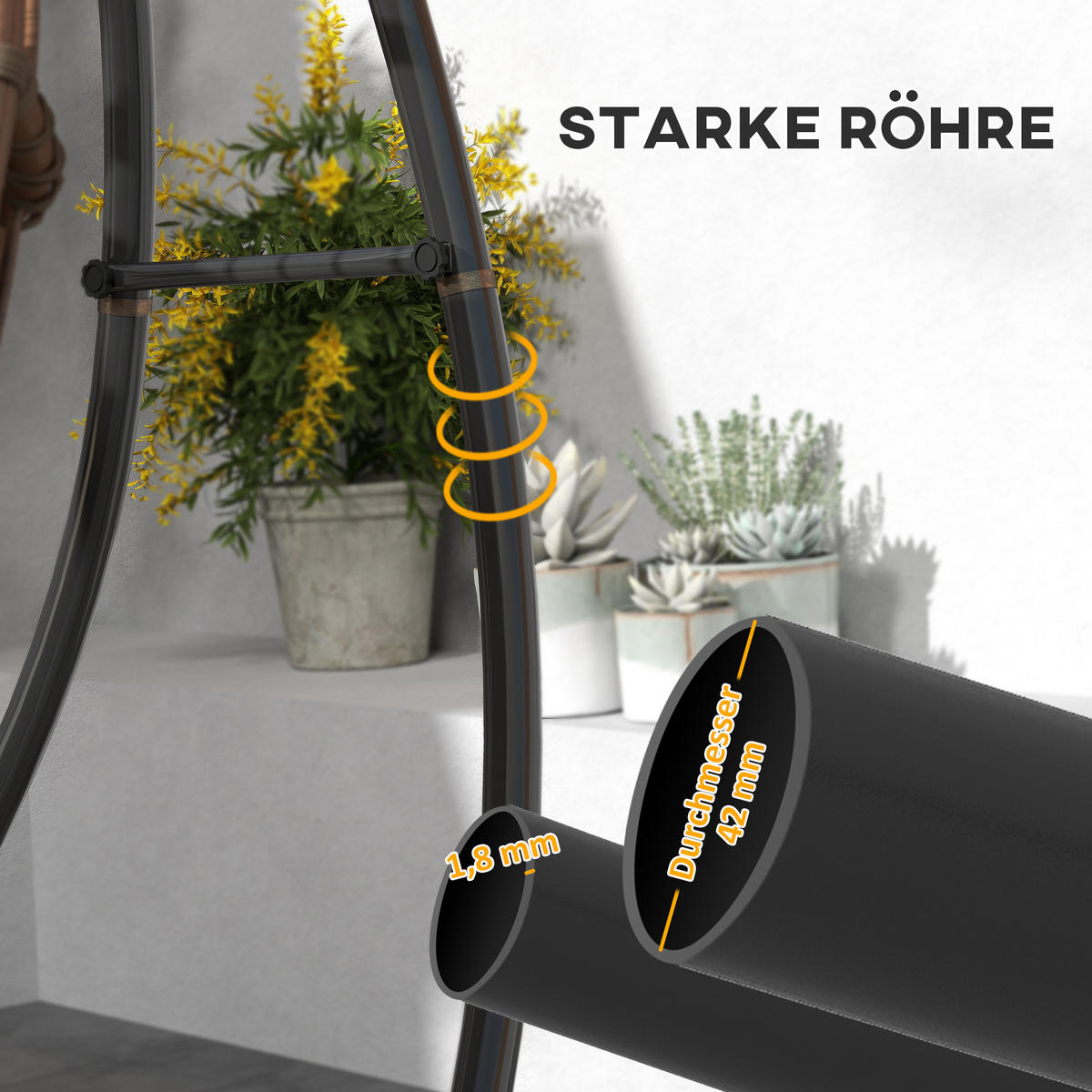 GESTELL für Hängesessel in C-Form Metall - Schwarz, Metall (154/134/221cm) - Outsunny