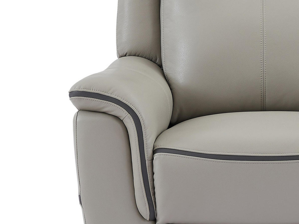RELAXSESSEL - 1 Person - leder - hellgrau Adelio - Hellgrau, Leder (105/102/95cm) - Vente-Unique