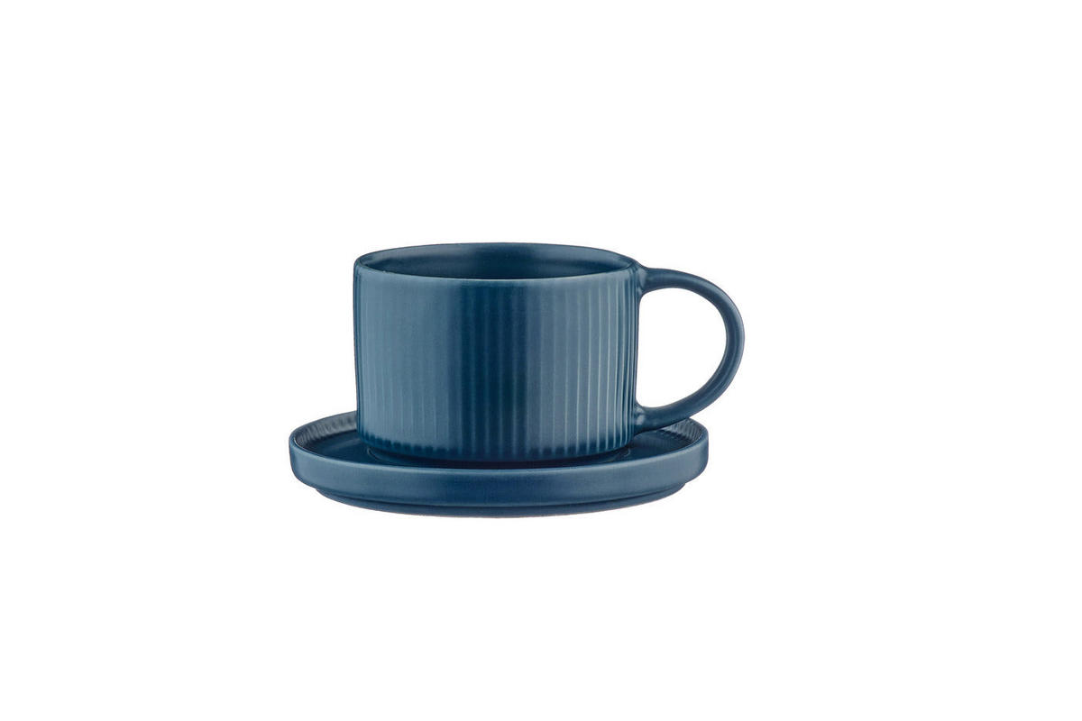 TASSEN Scandi 150ml und Untertasse Ø12cm - 8er-Set - Marineblau - Blau, Keramik (12/6.5/12cm) - Björn