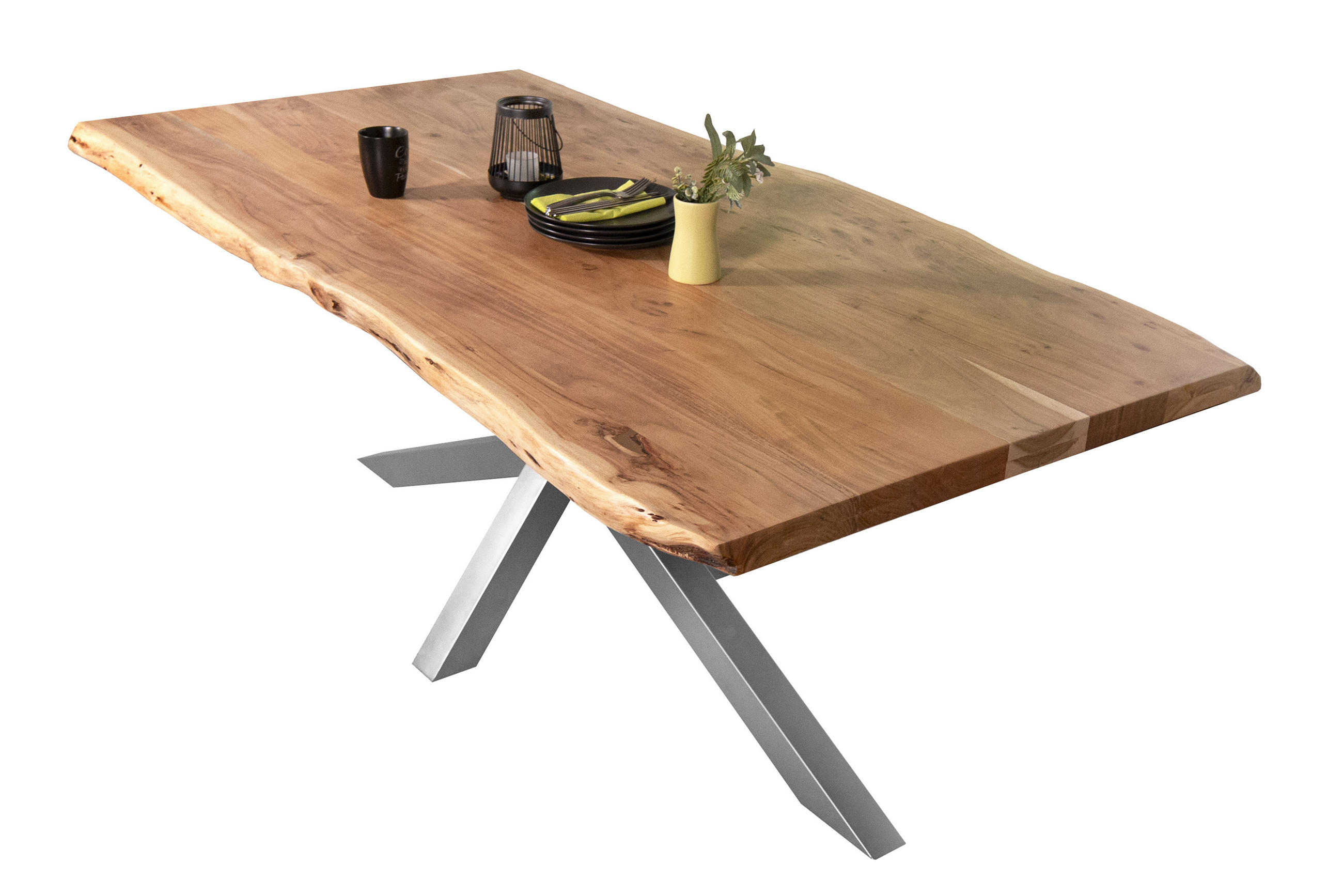 ESSTISCH CALI - Beige/Silberfarben, Holz/Metall (100/300/77cm) - SAM
