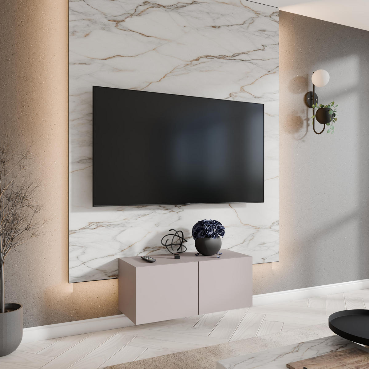TV-SCHRANK Leo 100 cm, zweitürig, kaschmir - Kaschmir, Kunststoff (100/40/41cm) - Margaret Hadas24