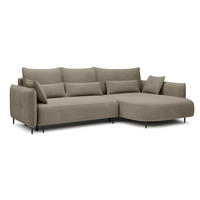 ECKSOFA Oblivio Hellbraun Velours - Hellbraun/Schwarz, Textil/Metall (285/200cm) - Selsey