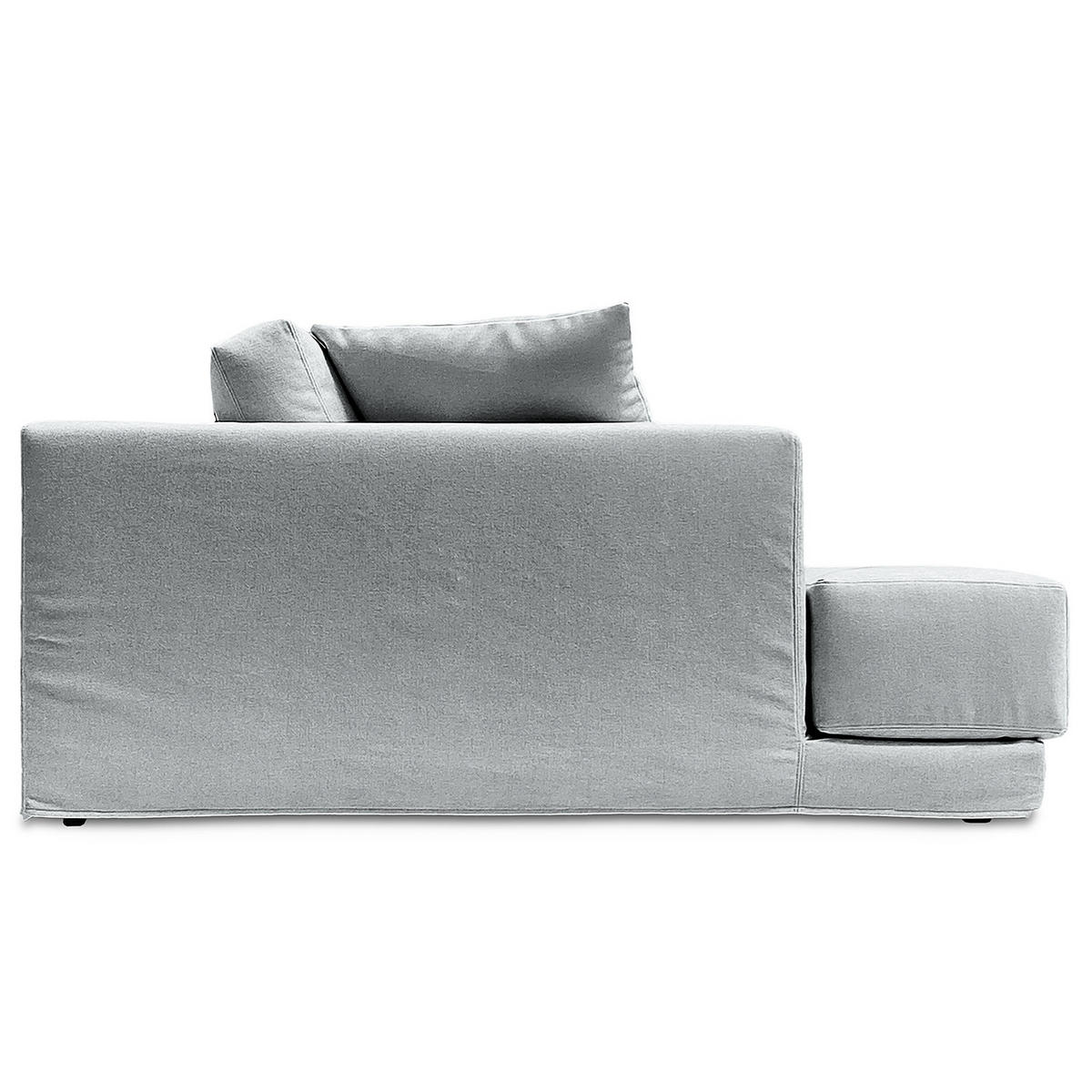 ECKSOFA mit Wechselbezug - Longchair, Webstoff - Hellgrau/Schwarz, Kunststoff/Textil (260/155cm) - home24