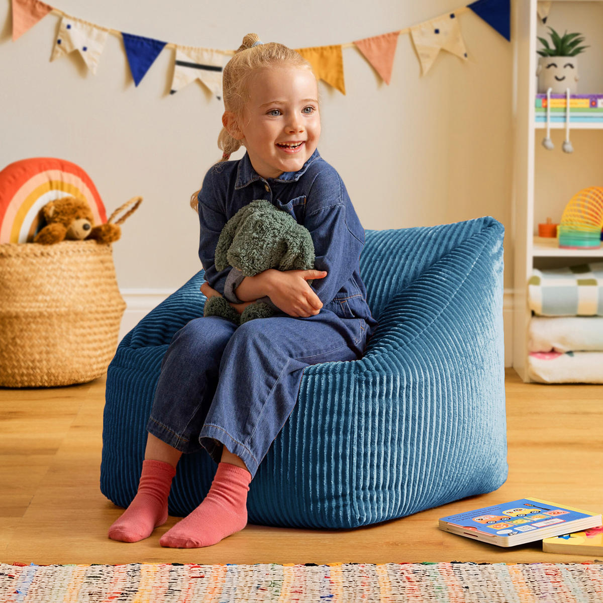 SITZSACK Sessel Flauschig für Kinder - Blau, Textil (55/44/55cm) - icon