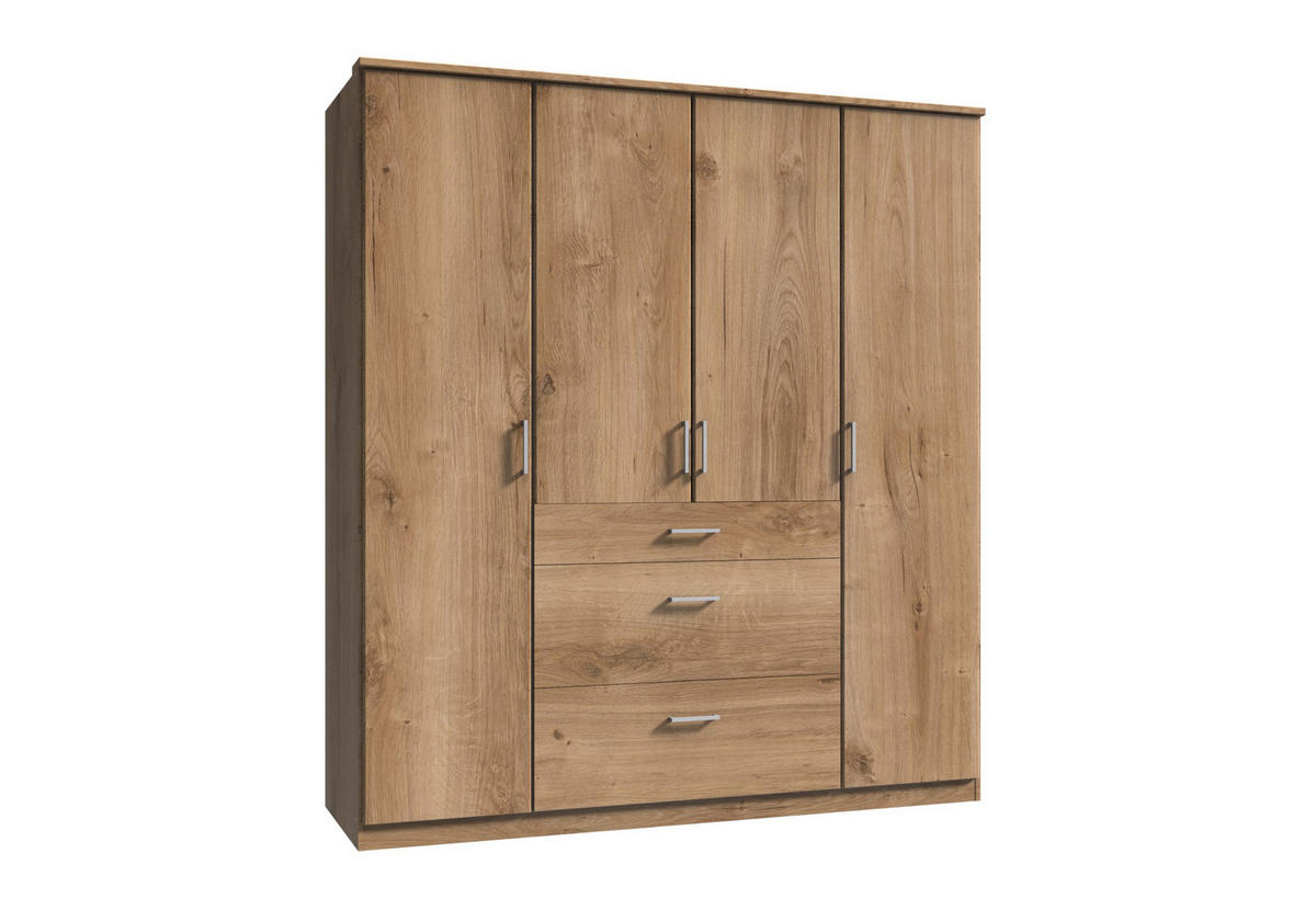 KLEIDERSCHRANK Click in Plankeneiche - Drehtürenschrank 179 cm Breite ohne Spiegel - Braun, Holzwerkstoff (179/199/58cm)