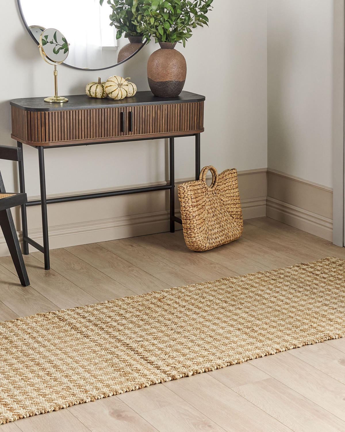 KURZFLOR-TEPPICH Beige 80/300 cm Araptepe - Beige, Naturmaterialen (80/300cm) - Beliani