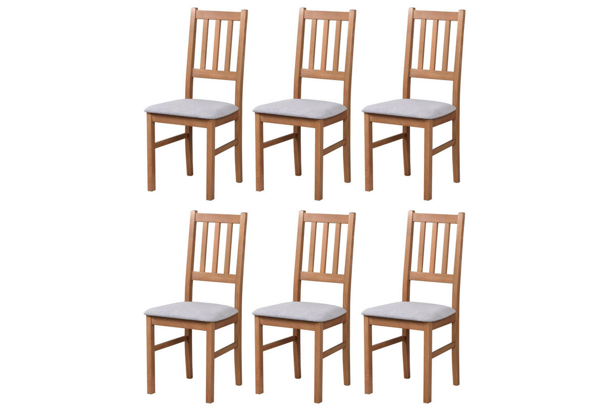 STUHL Bos 4 (6er Set) - Hellbraun/Cappuccino, Holz (43/94/40cm) - Leaf Design