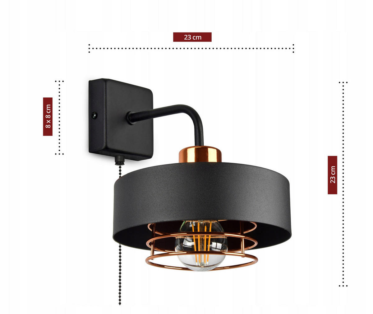 WANDLEUCHTE EDISON - Goldfarben/Schwarz, Metall (23/23/20cm) - kiki design