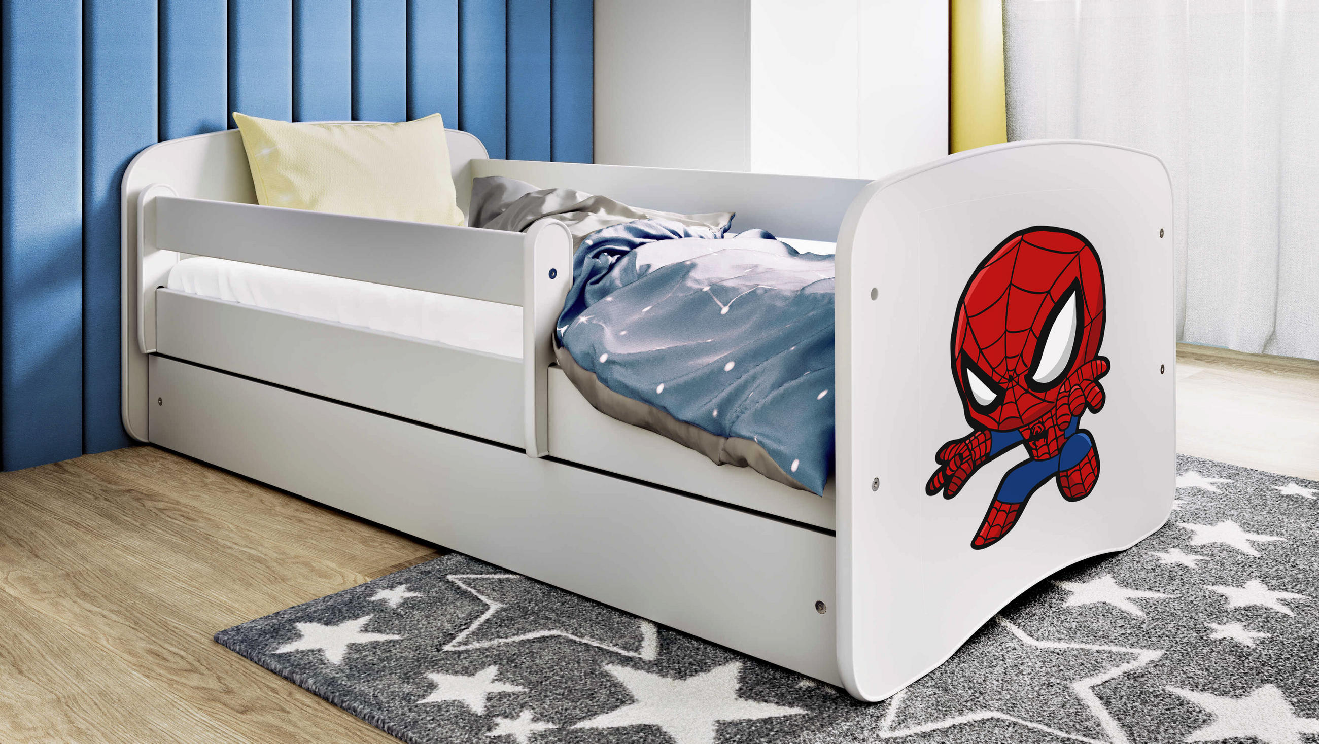 KINDERBETT Spiderman mit Schublade 140/70 80/61/144 - Weiß, Holzwerkstoff (70/140cm) - RAUMHIRSCH FURNITURE