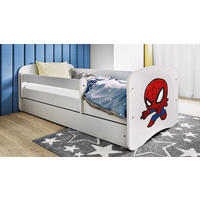 KINDERBETT Superheld 70x140 cm mit Schublade, Rausfallschutz & Lattenrost, Weiß - Weiß, Holzwerkstoff (70/140cm) - RAUMHIRSCH FURNITURE