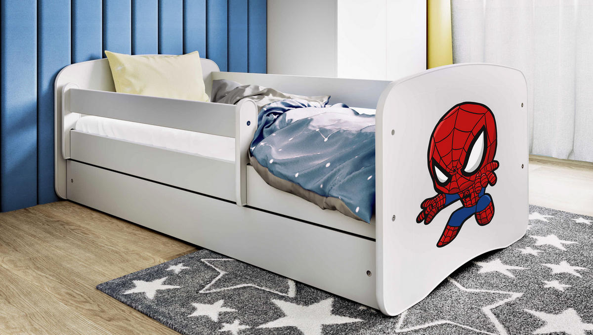 KINDERBETT Spiderman mit Schublade und Matratze 160/80 - Weiß, Holzwerkstoff (80/160cm) - RAUMHIRSCH FURNITURE