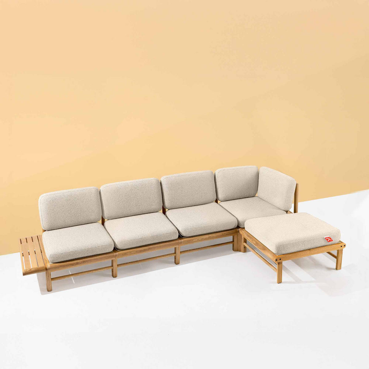 LOUNGESOFA ATREDA rechts - Creme, Holz/Textil (315/80/150cm) - KONSIMO®