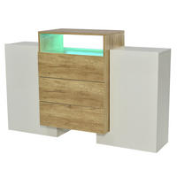 SIDEBOARD aus MDF in Hochglanz mit Holzoptik, 2 Türen, 3 Schubladen, mehrfarbiges LED-Strip, 140/30/77,5 cm, Weiß - Weiß, Holzwerkstoff (140/77.5/30cm) - Redom