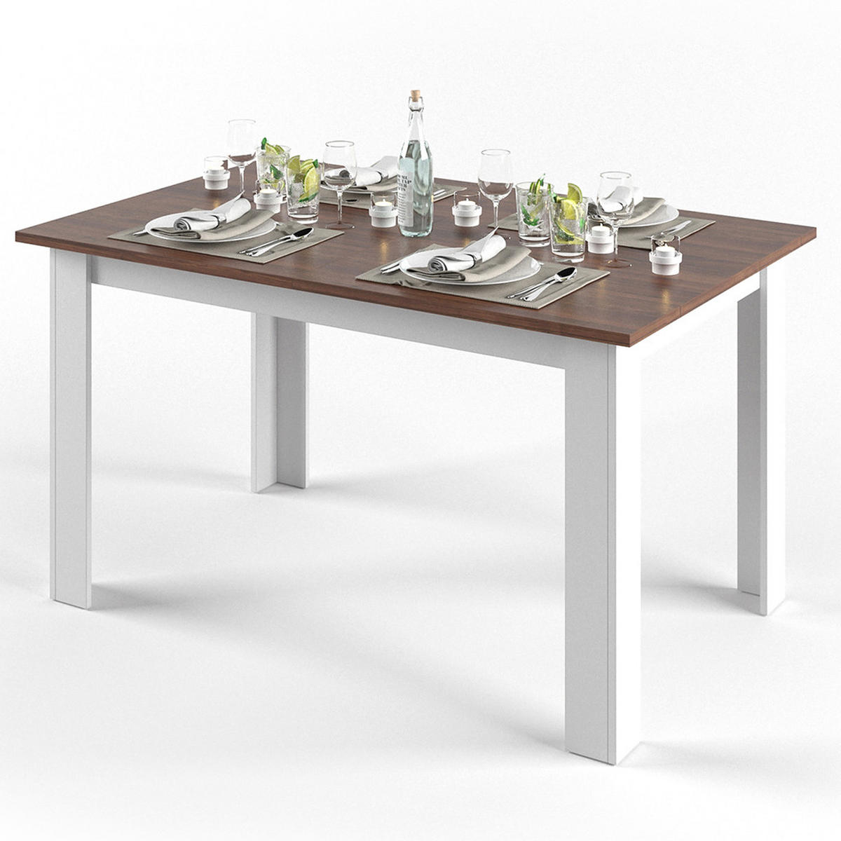ESSTISCH Karlos Nussbaum 140 x 90 cm - Walnussfarben, Holzwerkstoff (90/140/76cm) - Vicco