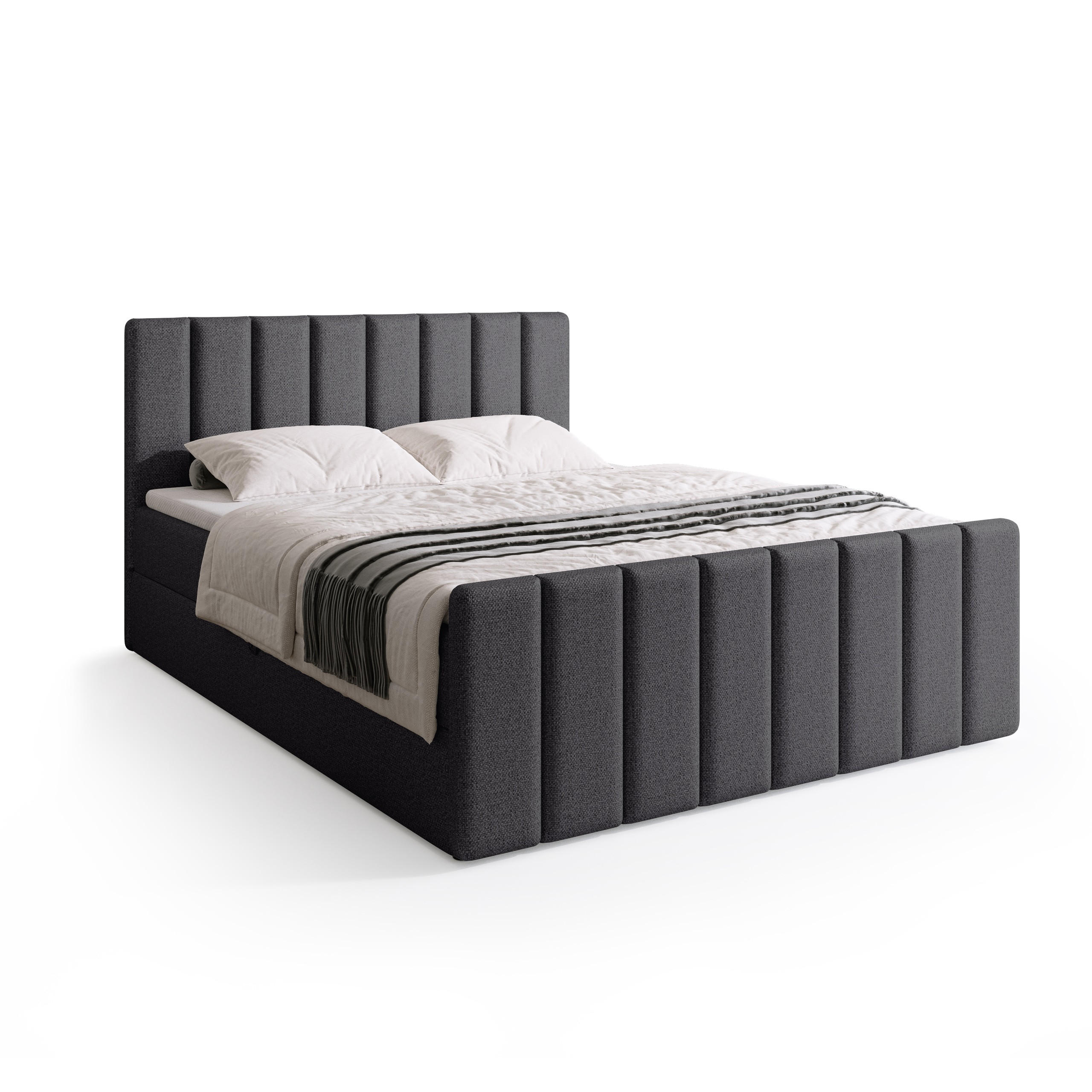 BOXSPRINGBETT Denver DUO mit Topper 140x200 Grau - Grau, Textil (140/200cm) - Bromarkt