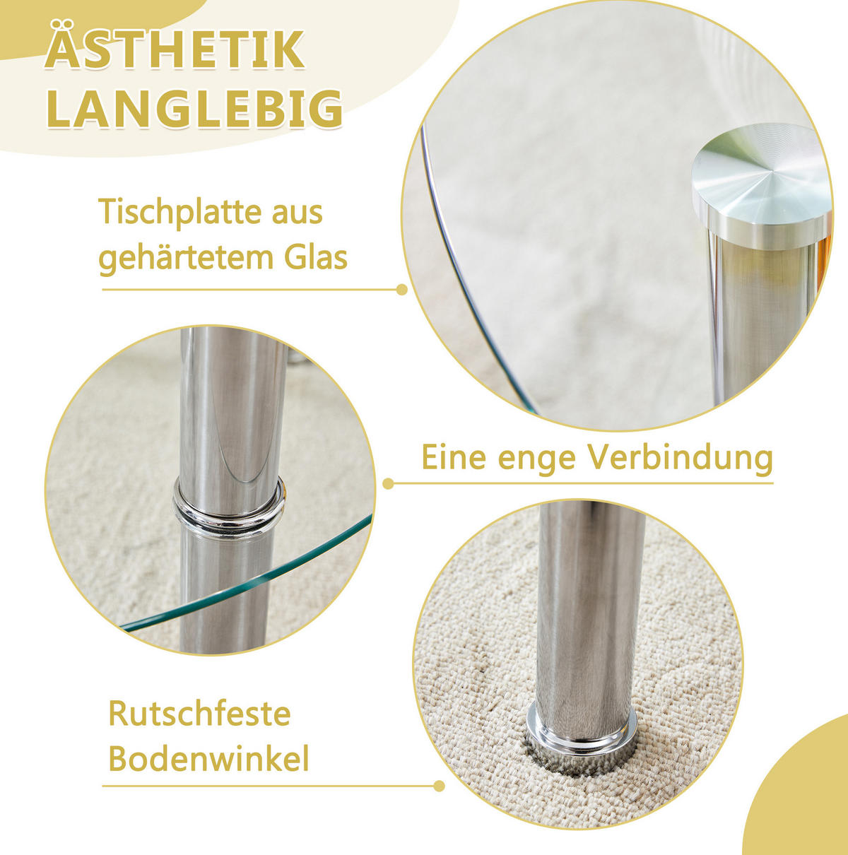 COUCHTISCH 70/60/42 cm Silber/Transparent aus Glas und Metall zweistufig - Silberfarben, Glas (70/70/42cm) - OKMYHOME