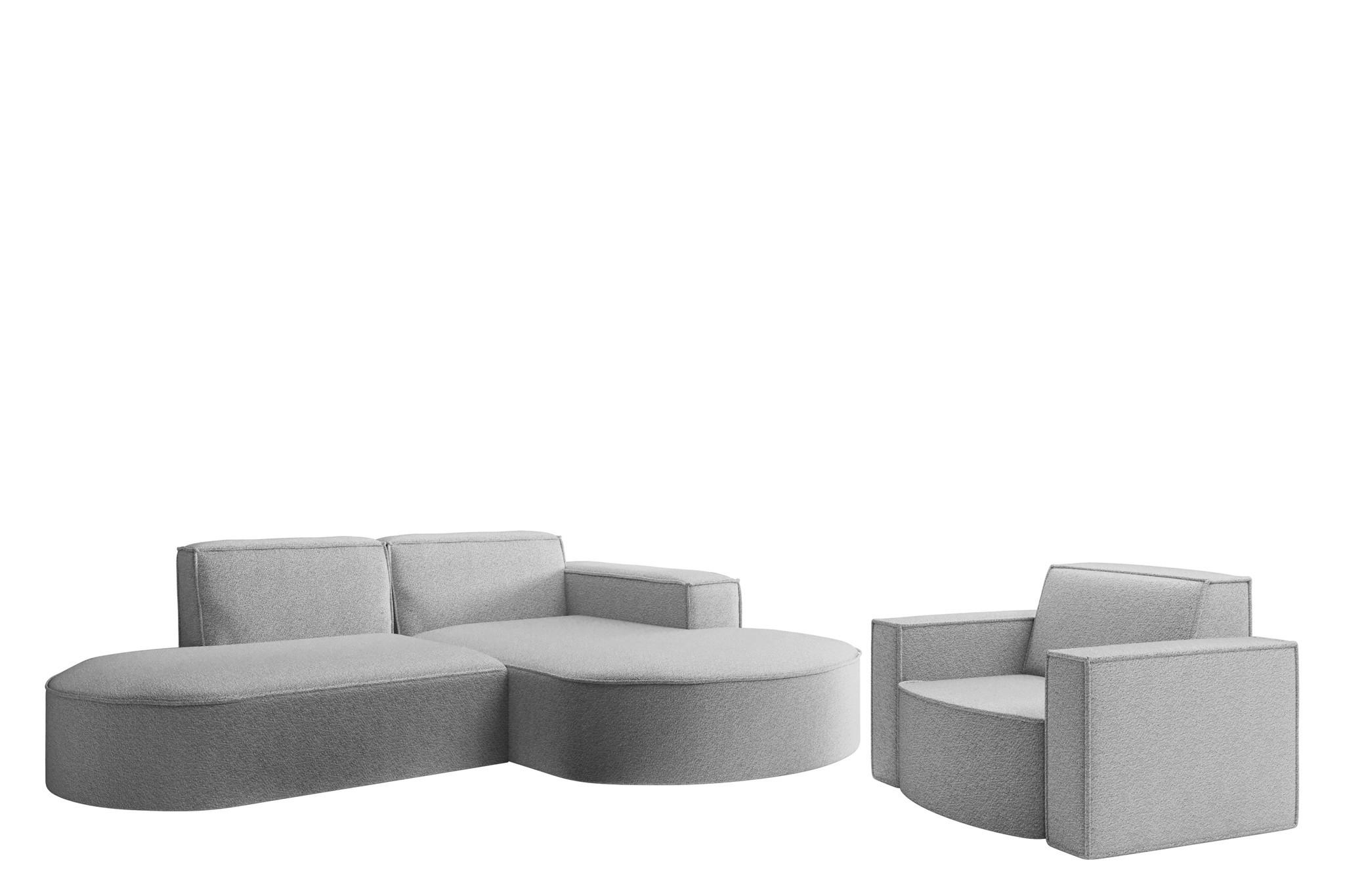 SOFASET Palma Ecksofa Sessel Ascot - Creme, Holzwerkstoff/Textil (236/78/165cm) - Fun Möbel