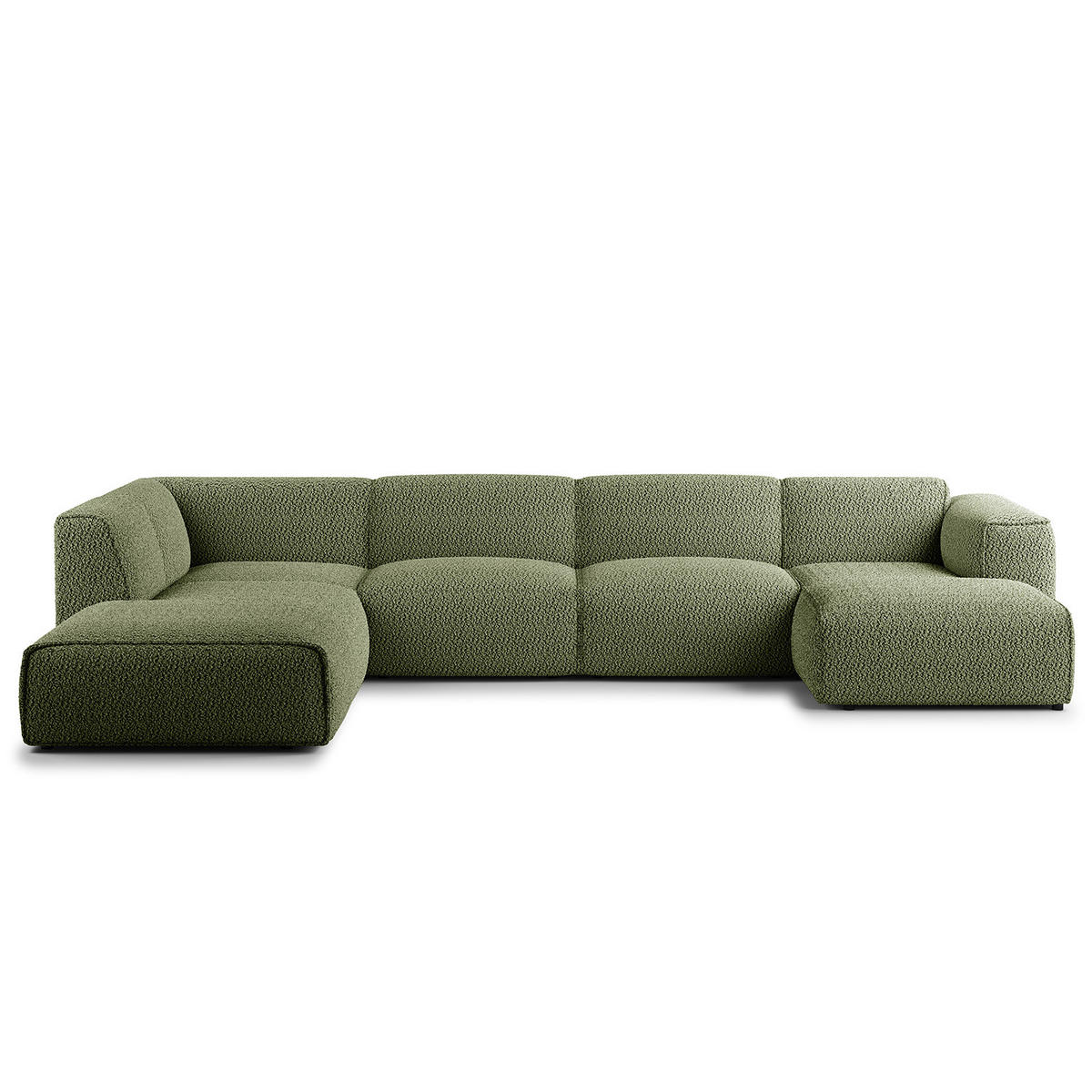 WOHNLANDSCHAFT mit Longchair - Schwarz/Grün, Kunststoff/Textil (325/71/235cm) - home24