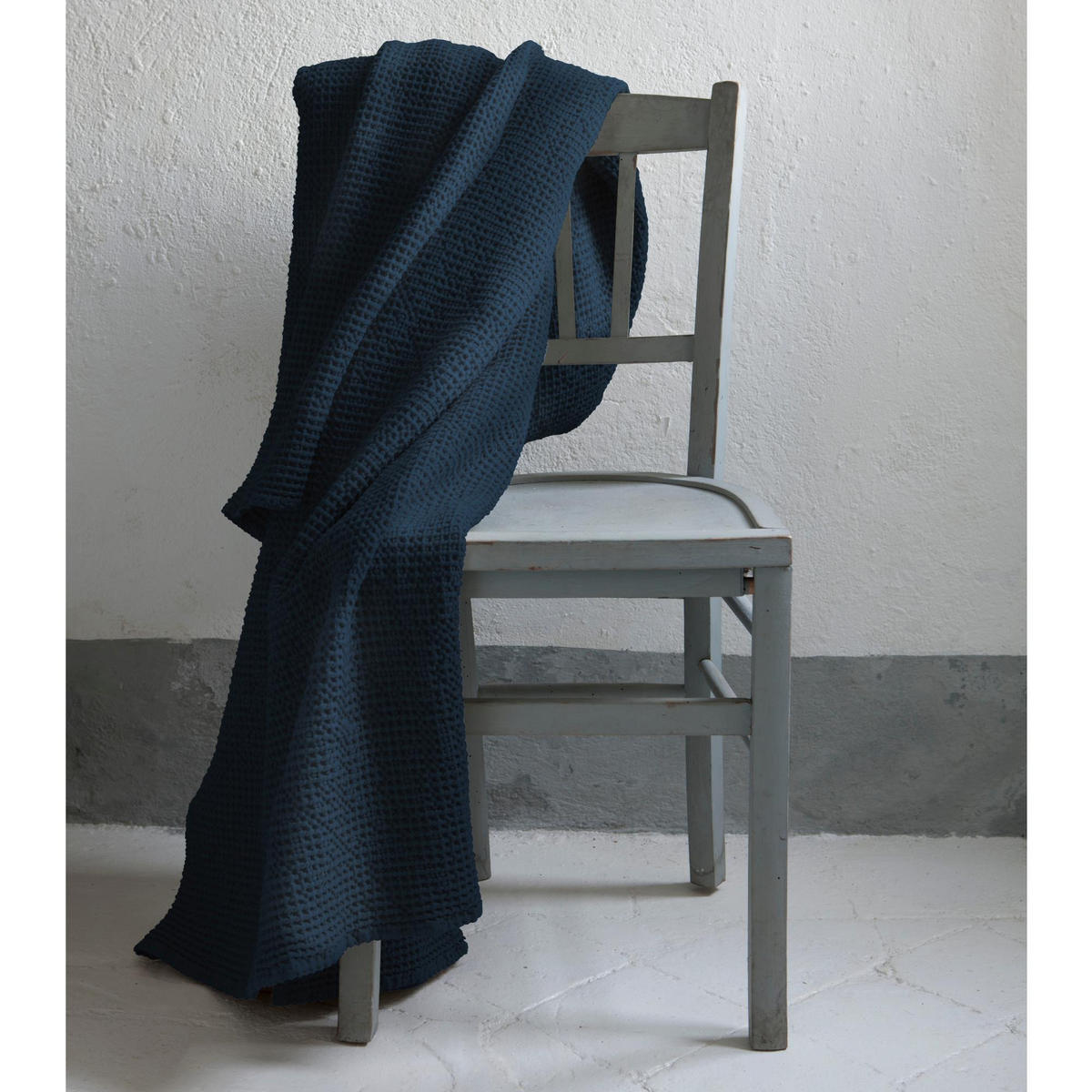 RECYCELTE DECKE Maia navy 180 x 260 cm - Dunkelblau, Textil (180/260cm) - Vivaraise