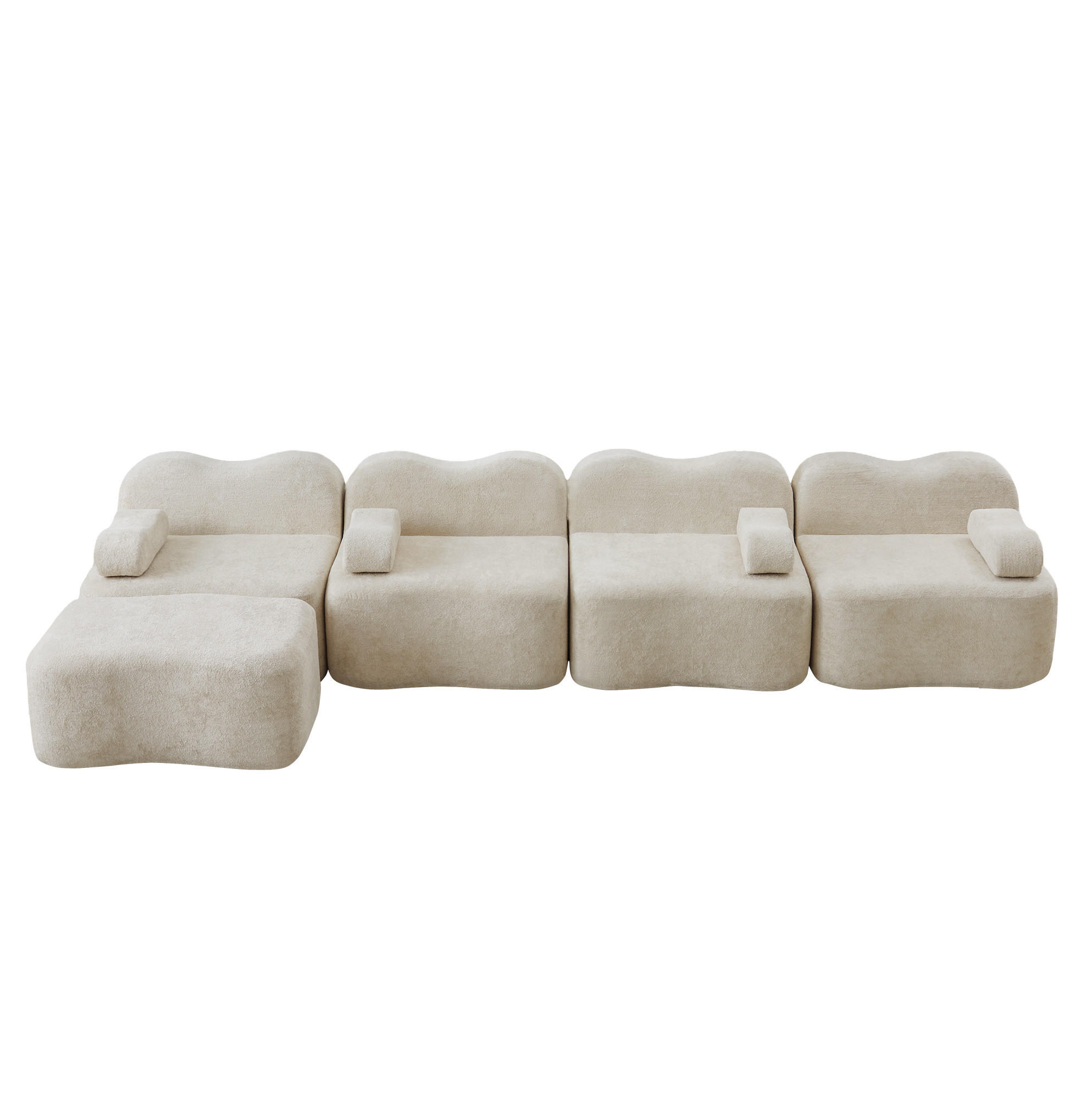 ECKSOFA 384/167/70 cm Beige aus Velvet mit modularem Design - Beige, Textil (167/384cm) - OKMYHOME