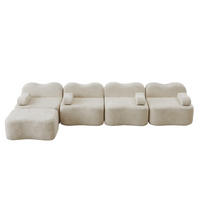 ECKSOFA 384/167/70 cm Beige aus Velvet mit modularem Design - Beige, Textil (167/384cm) - OKMYHOME