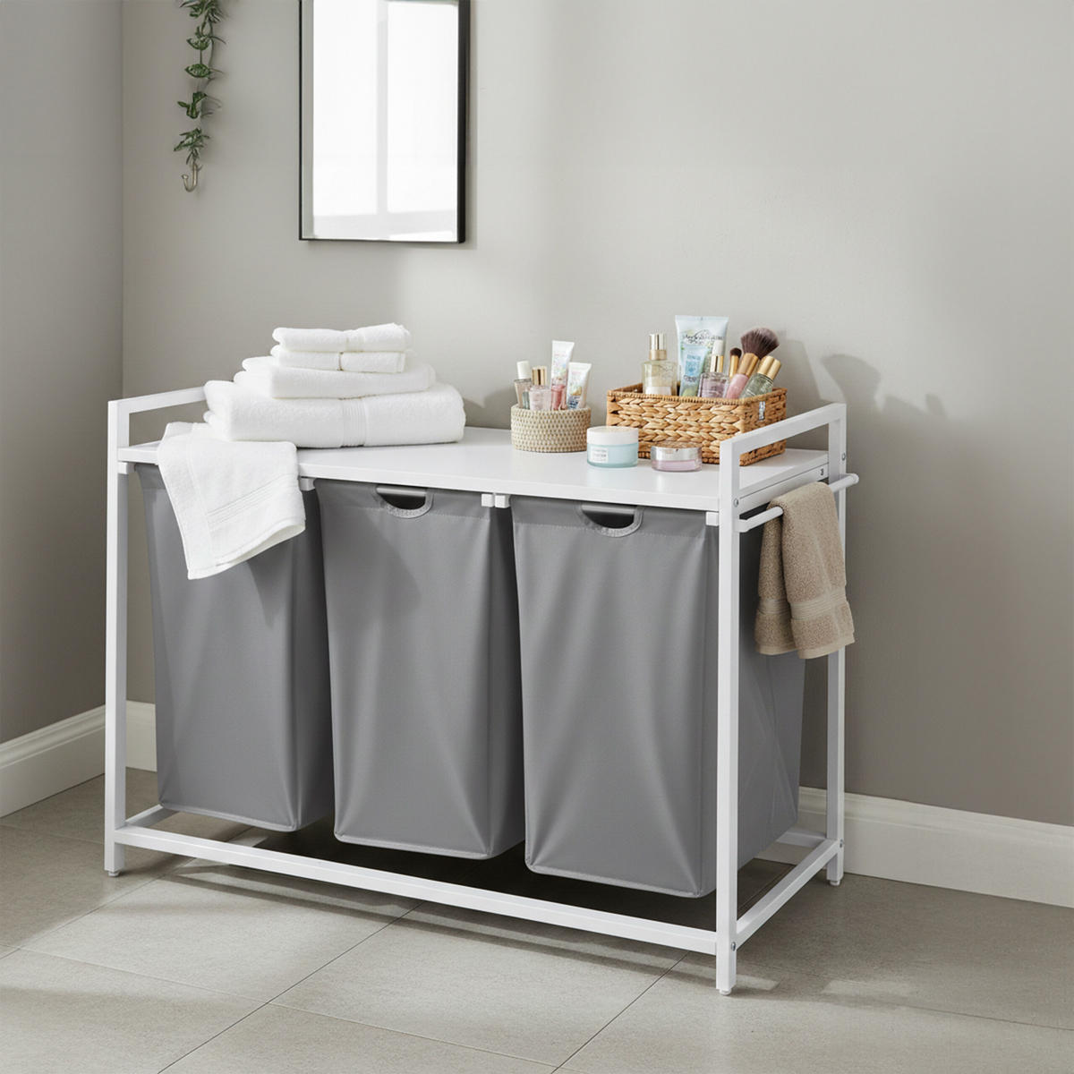 WÄSCHESAMMLER - Multicolor, Holzwerkstoff/Textil (109.5/73.5/33cm) - Relaxdays