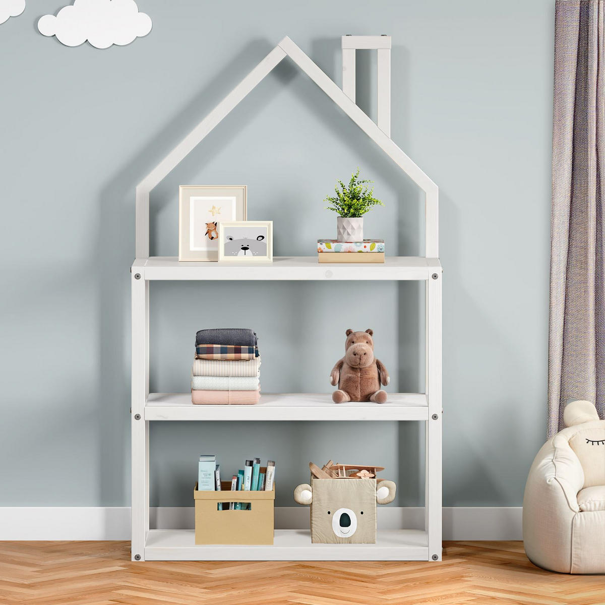 REGAL LENISE weiß - Weiß, Holz (83/140/24cm) - IDIMEX